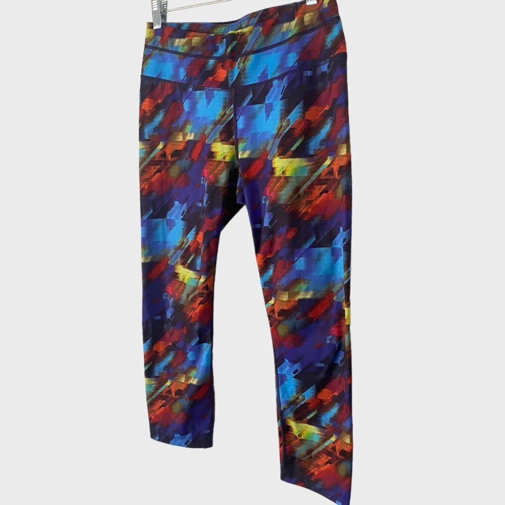 Athleta Cropped Colorburst Sonar Running Leggings Womens Medium Athletic Stretch - Picture 2 of 10